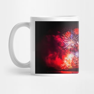 Spectacular fireworks over Santorini Mug